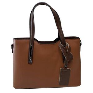 Ivan Troy Cira Brown Women's Italian Leather Top Handle Crossbody Shoulder Bag